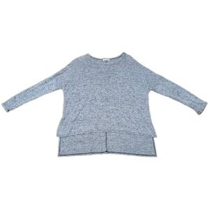 Olivia Rae Womens Heather Grey Knit Long Sleeve High Low Top Size Large
